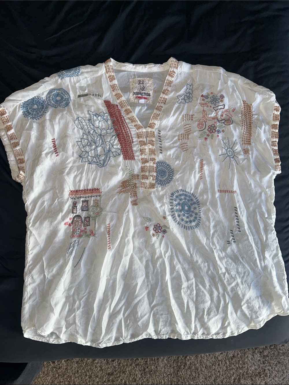 Johnny Was Pete & Greta Elettra Embroidered Boho Blouse Women’s Medium - Picture 3 of 8